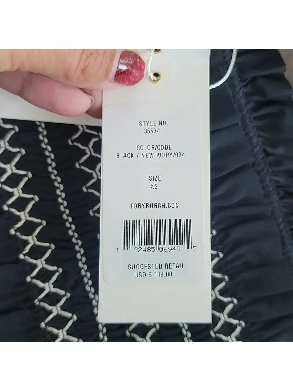 TORY Burch Smocked Costa Bandeau Bikini Top